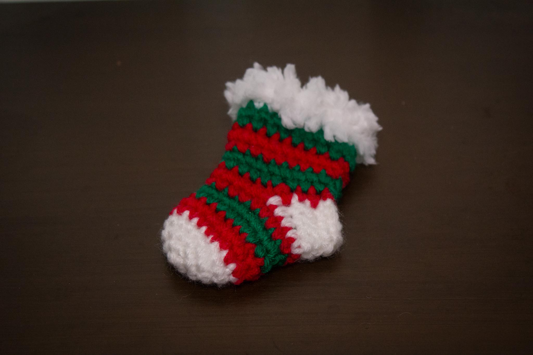 Crochet Striped stocking red and green